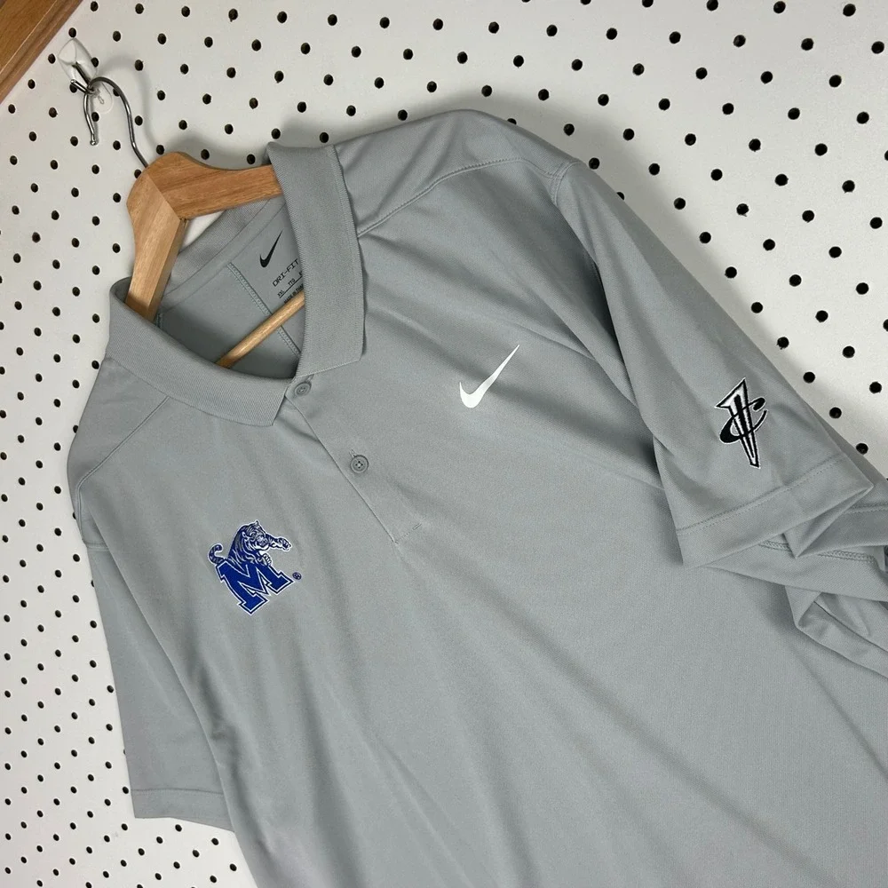 Nike 1‎ Cent Memphis Tigers Penny Hardaway Dri-Fit Polo XXL Shirt Gray PE Swoosh